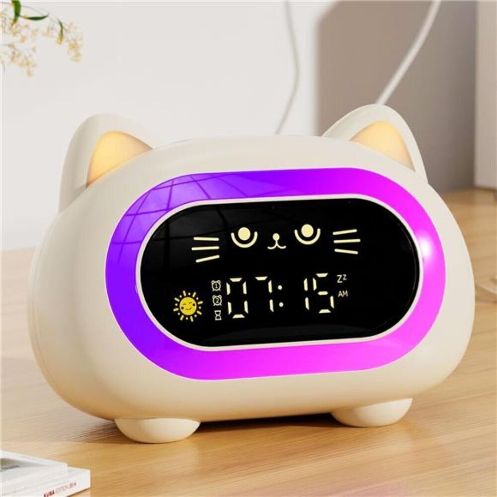 Kids Alarm Clock Cat Ok to Wake Night Light Clock Toddler Girls Boys Sleep